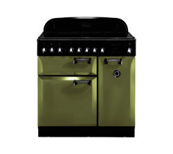 RANGEMASTER  Elan 90 Electric Induction Range Cooker - Olive Green & Chrome